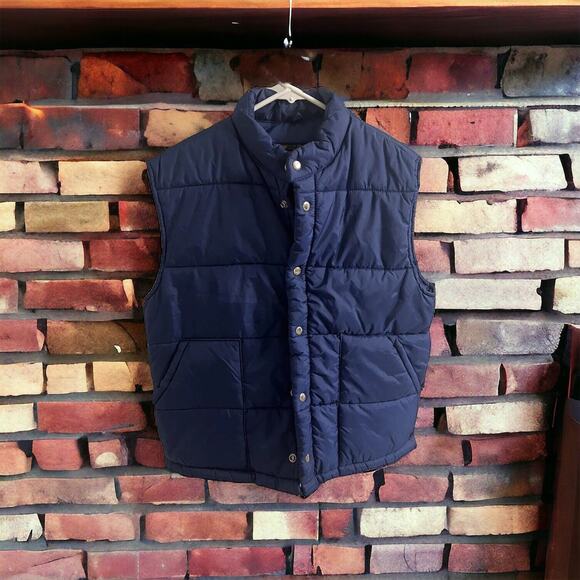 JCPenney Towncraft 80's Men's Quilted Puffer Vest Navy Blue Size Medium Vintage - Picture 3 of 6